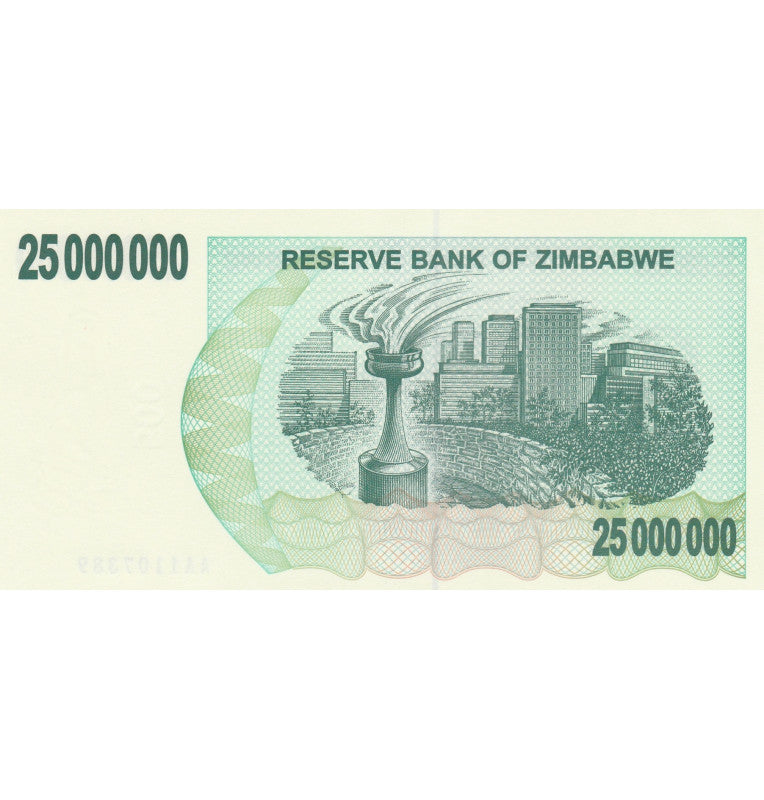 Zimbabwe 25,000,000 2008 Dollars Pick 56